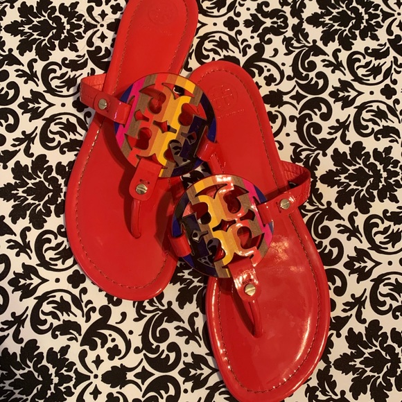 tory burch red rainbow miller sandals